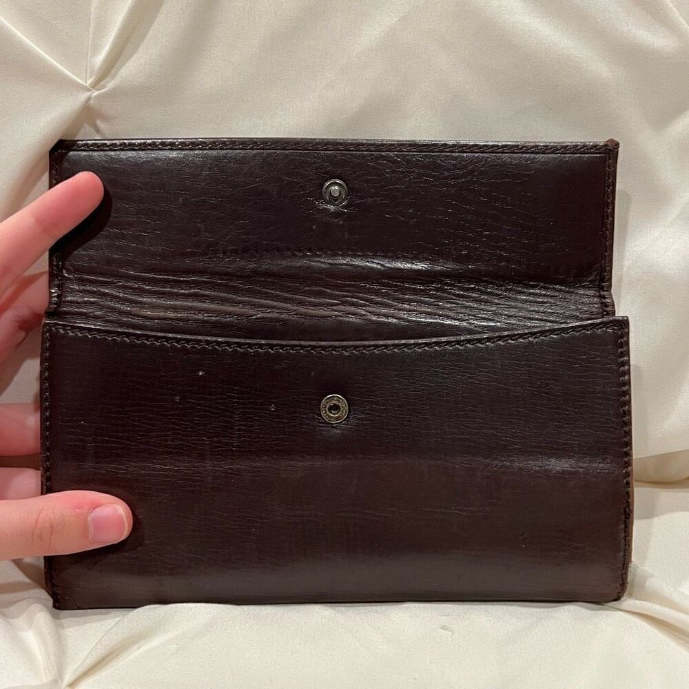 Vintage Gucci Smooth Leather Long Wallet Unique Clasp Made in Italy GG - Picture 11 of 16
